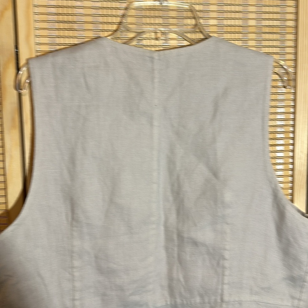 J. Jill Open Front Beige Long Linen Neutral Tailored Vest Size Large - Picture 11 of 16